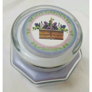 12 oz Soy Garden Lavender Candle 8 panel glass jar lit once.